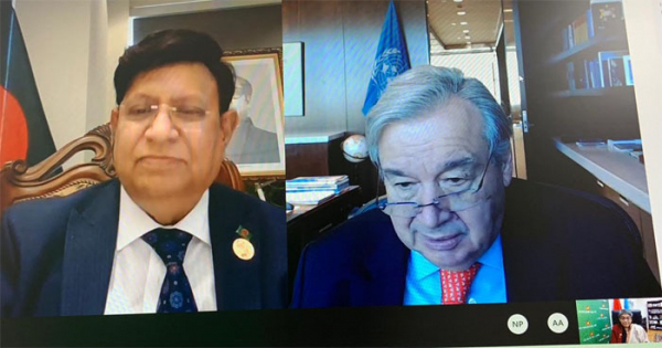 Dr A K Abdul Momen virtually talks with UN Secretary General Antonio Guterres