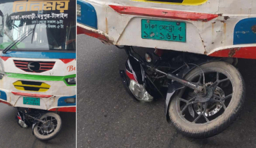 মোটরসাইকেল চালককে চাপা দিয়ে টেনে নিয়ে গেল বাস